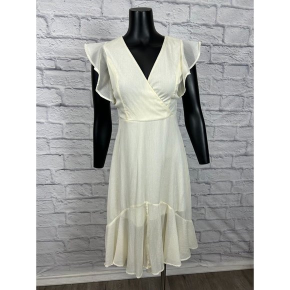 Altar'd State Dresses & Skirts - Altar’D State Florentina H3 Ivory Ruffled Wrap Dress Polyester Women's Small NWT